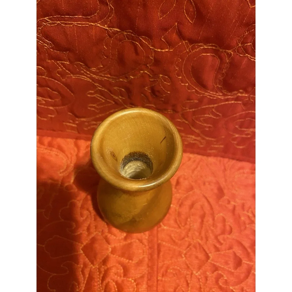 Hand Turned Natural Wood Grain Flower Vase 5.5 x 3 Hand Crafted‎ Farmhouse Artsy